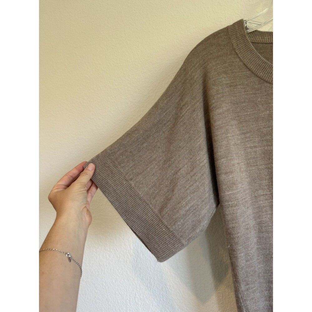 The Limited Women's Brown Knit Short Sleeve Pullover Round Neck Dressy Sweater M - Picture 3 of 10
